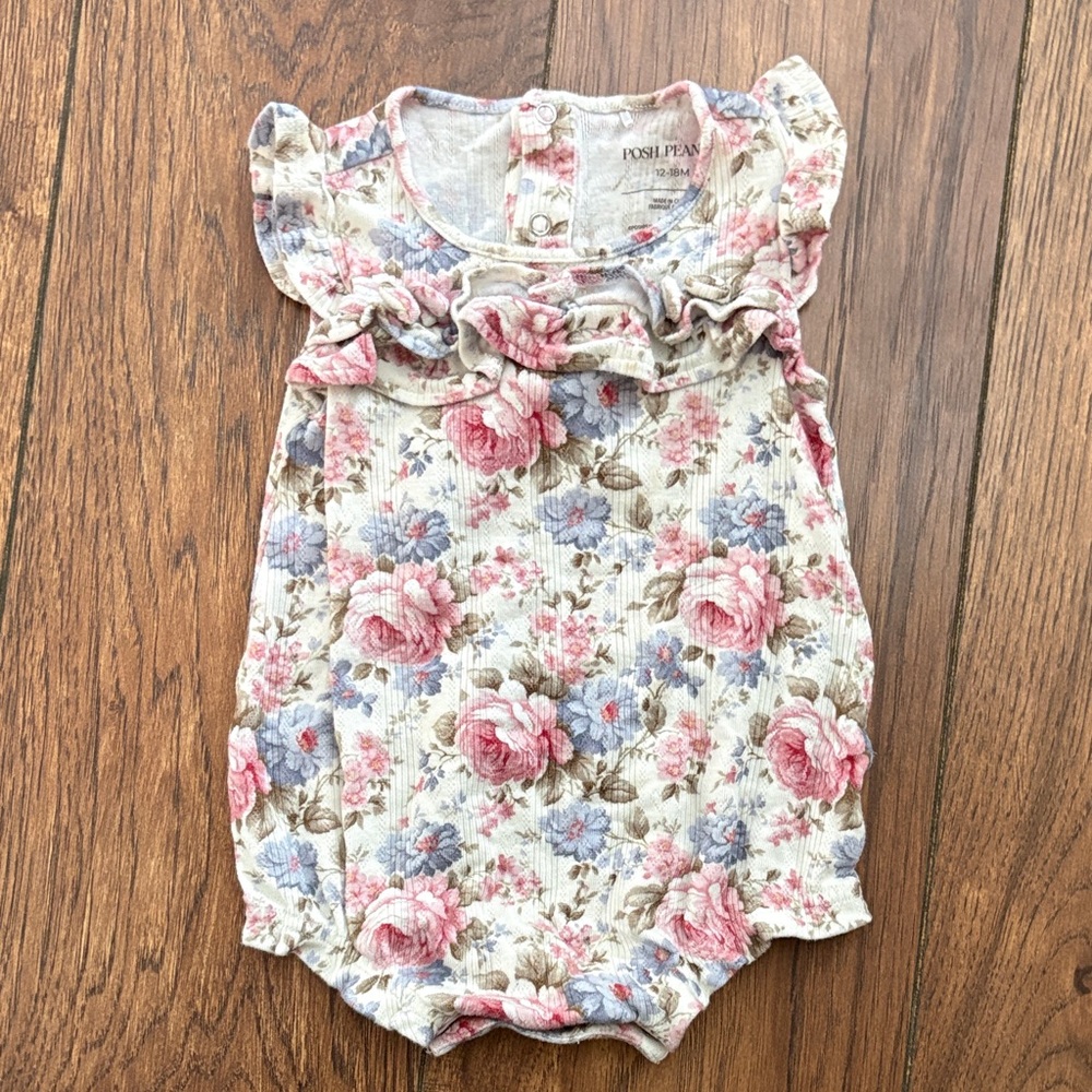 Posh Peanut Floral Baby Romper size 12-18 Months